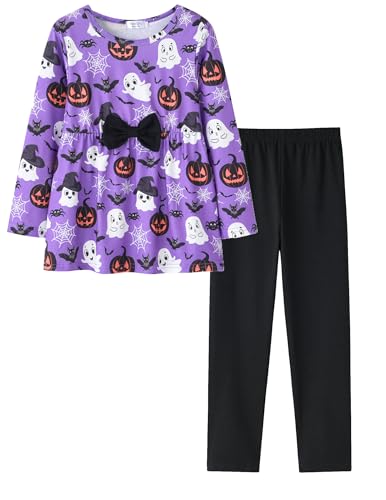 Yekaty 2 Pcs Halloween Girls Outfis Size 7-8 Long Sleeve
