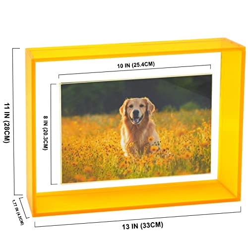 8X10 Floating Picture Frame Neon Acrylic Translucent Colorful Decorative Photo Frame For Desk Wall Mounting Tabletop, Neon Yellow #TOP1