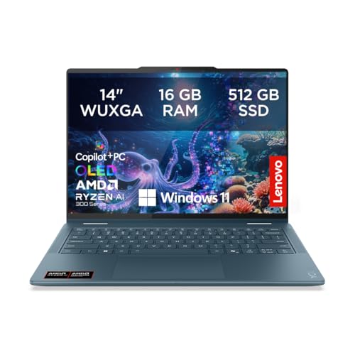 Lenovo Yoga 7 2-in-1 Laptop | Copilot+ | 14'WUXGA OLED | AMD Ryzen AI 7 | 16GB RAM | 512GB SSD | AMD Radeon 860M | Win11 | QWERTZ | Tidal Teal | 3 Monate Premium Care | inkl. Hülle Exklusiv bei Amazon