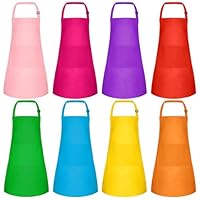 Morcheiong 8 Pack Adjustable Kids Apron Bulk with 2 Pockets Toddler Apron Kids Painting Aprons for Cooking Baking Paiting Boys Girls (Multicolor)