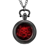 Red Flame Skull Pocket Watches for Men with Chain Digital Vintage Mechanical Pocket Watch Black-Style