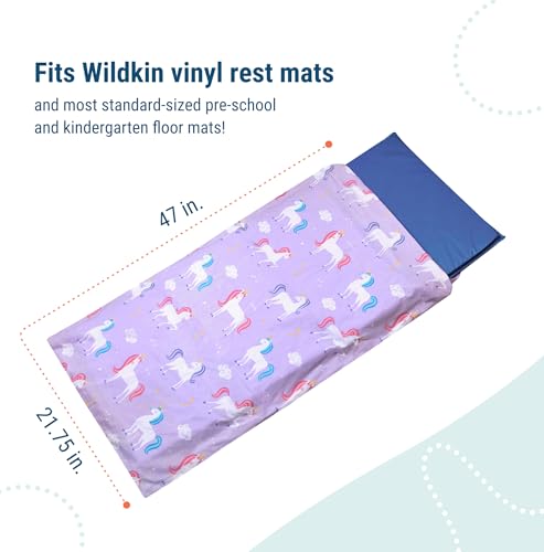 Image of Wildkin Kids Microfiber Nap Mat Cover - Soft, Durable & Fits 1.5 inch Vinyl Sleep Mats (Unicorn)