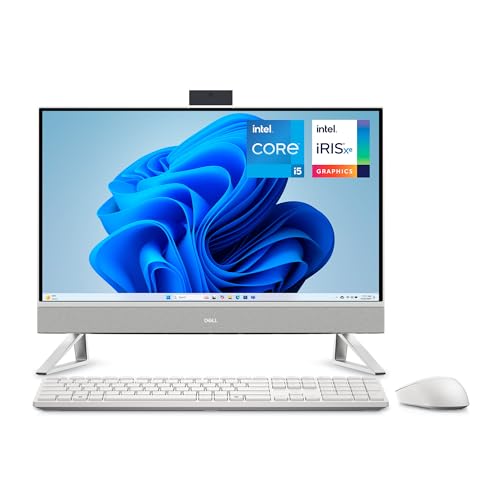 Dell 24 All-in-One Desktop EC24250 23.8' Full HD Display, Intel Core i5-1334U, Intel Iris Xe Graphics, 16GB DDR5 RAM, 512GB SSD, Windows 11 Home, Wireless Keyboard and Mouse - Pearl White