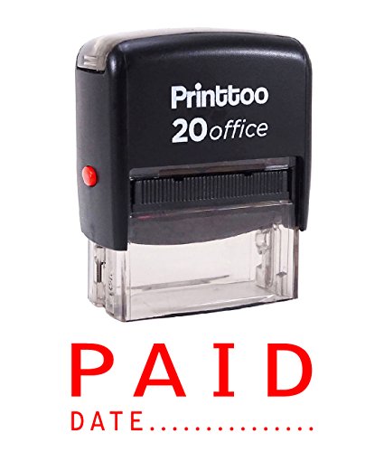 Printtoo Paid with Date Self Inking Rubber Stamp Office Stationary Custom Stamp-Red, 14 mm x 38 mm (Approx)