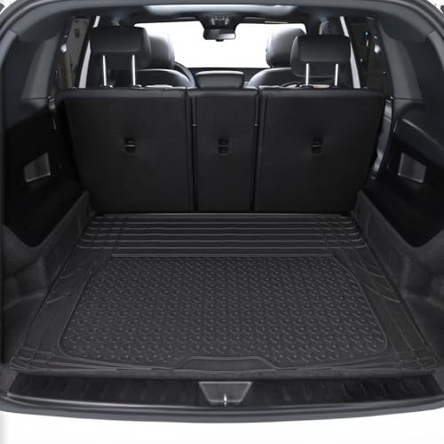 Image of Amazon Basics 4-Piece Heavy Duty Anti-Slip PVC Floor Mats with Cargo Liner, Waterproof Trim To Fit Car Mats, Easy to Clean, Black