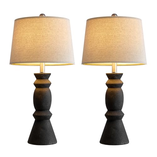 Oneach 25.75'' Farmhouse Black Ceramic Table Lamp Set Of 2 For Living Room Rustic Table Lamp Bedroom Nightstand Lamp End Table Lamps thumb #7