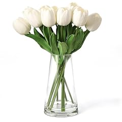 Tulip Faux Water Glass Vase – White