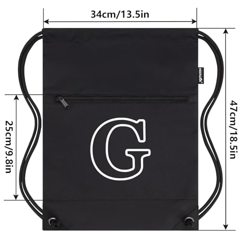 Image of HOLYLUCK Drawstring Bags Initial Backpack Sackpack Cinch Bags for Sports, Gym, Travel, Beach(Black-G)