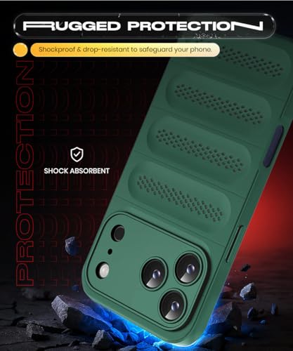 Image of WOW IMAGINE Ultimate Silicone Back Cover Case for iPhone 17 Pro Max | Heat Dissipation Thin Soft TPU | 360 Camera Protection | Breathable Cooling Holes - Forest Green