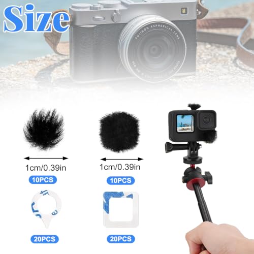 20 Pièces Bonnette Anti-Vent Microphone, Mousse Micro en Fourrure Anti Pop, Pare-Brise de Microphone de Caméra, Bonnette Micro Anti Vent, pour Micro caméra Compatible avec GoPro Hero 8-13 – vue 2