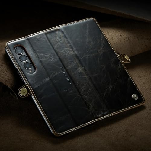 Étui en cuir Samsung Galaxy Z Fold 5 4 3, housse marron élégante à fente carte