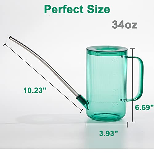 Watering Can For Indoor Plants With Long Spout, Watering Can Indoor, Small Watering Can For Indoor Plants, Flowers, Succulents 34Oz(Green) #TOP4