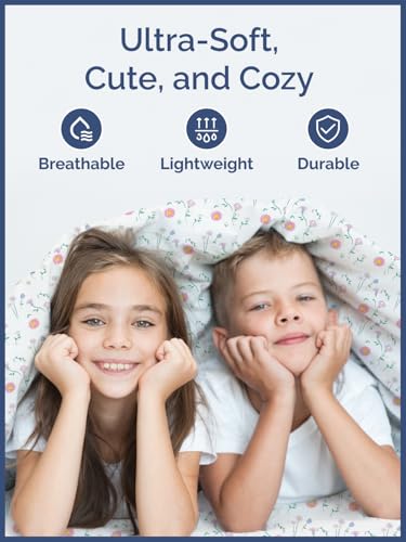 Image of Kids Queen Size Flowers Bed Sheets - 4 Piece Kids Flowers Sheet Set | Flowers Themed Bedding, Ultra-Soft, Cute & Cozy, Breathable & Machine Washable, Bed Set for Boys, Girls & Teens, Breathable