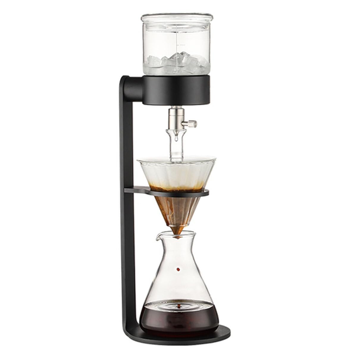 Caffettiera a freddo da 500 ml, con valvola antigoccia in acciaio inox, in vetro borosilicato, 2-3 tazze, per casa e ufficio