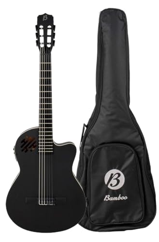 BAMBOO, Guitarra Electroclásica Pro Slim Black Mahogany 39' - Incluye Funda Acolchada