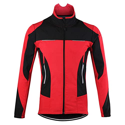 Beylore Chaqueta Ciclismo Hombre Mujer Invierno Térmica Alta Visibilidad Cazadora MTB Impermeable A Prueba De Viento Bici Cortavientos Reflective Ropa De Ciclismo para Correr Caminar,Rojo,M Cover