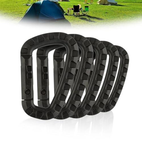 SULIUDAJI - Lot de 5 Mousquetons en Plastique,Mousqueton Tactique Militaire Durable Forme en D Multifonctionnelle Sac à Dos pour Camping Randonnée Pêche Gym Usage Extérieur mousqueton tactique (Noir) - -14%