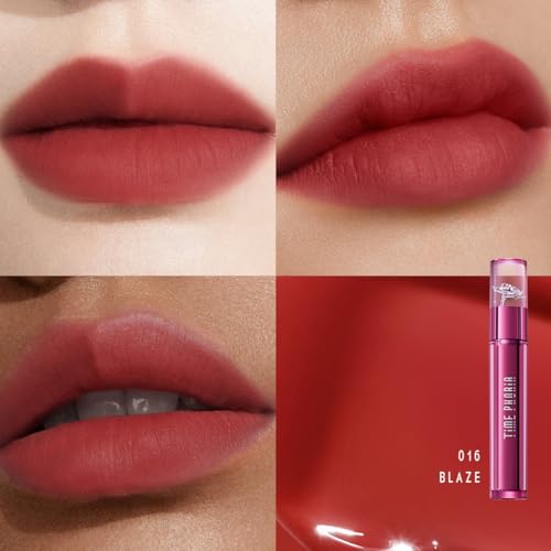 Image of Altera Blurring Tint Lip Stain 016 Blaze, Deep Orange Pink Glossy to Soft Matte Finish, Blur Lip Lines, Weightless No-Sticky Airy Velvet Texture, Vibrant Hydrating Long-Lasting Lip Makeup