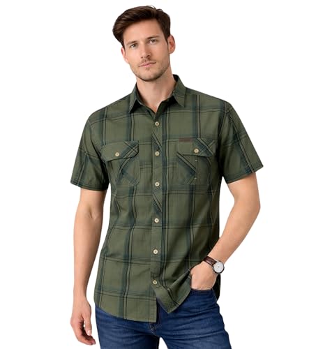 Image of L'MONTE Imported Men's Cotton Casual Checkered Shirts Half Sleeve for Men