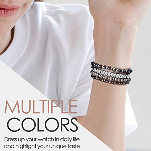 Image of MOFREE Beaded Bracelet Compatible for Apple Watch Band 38mm 40mm 41mm 42mm 44mm 45mm Women,Fashion Handmade Elastic Stretch Strap for iWatch Series SE 8 7 6 5 4 3 2 1