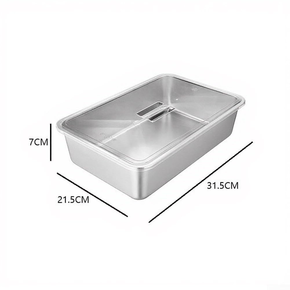 Moule à gâteau rectangulaire en acier inoxydable avec couvercle, pour le rangement, résistant à la rouille, bac à fond plat pour cuisine, facile à nettoyer, 32 x 22 x 7 cm (40 x 30 x 7 cm)