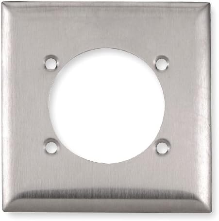 313292 SS701 302/304 Stainless Steel 1-Single Receptacle Wall Plate, 2 Gang, 2-31/64" Hole Diameter, 4-19/32" Width x 4-1/2" Height x 1/32" Thick