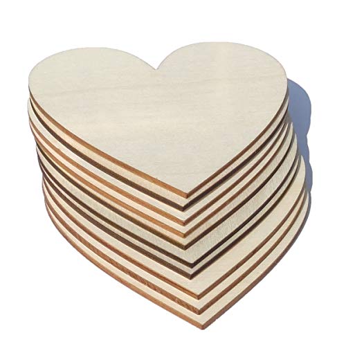 4 inch Wood Hearts, Natural Unfinished Wood Heart Cutout Shape,4 inch,(10 Pieces) - Thumbnail 3