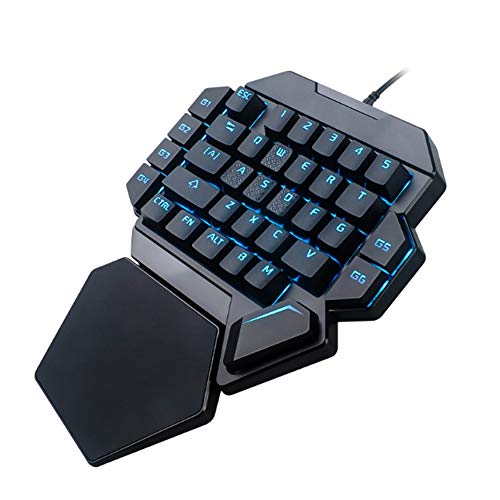 Podświetlana jednoręczna klawiatura, przewodowa klawiatura USB 35 klawiszy RGB Blacklight Mechaniczna jednoręczna klawiatura do gier z funkcją makro, z klawiszami multimedialnymi FN