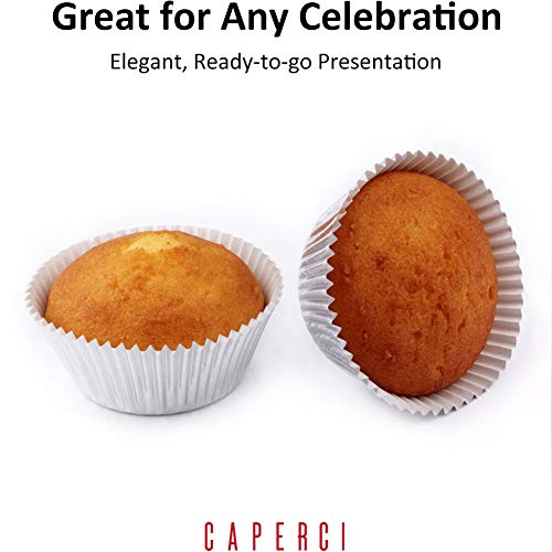 Caperci Silver Foil Cupcake Muffin Liners Standard Size Baking Cups 150-Pack - Premium Greaseproof & Sturdy #TOP1