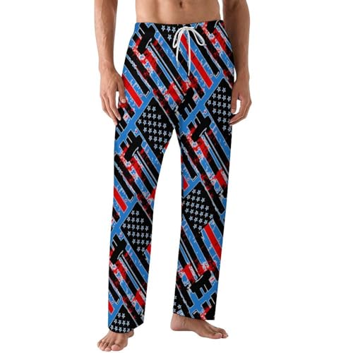 Weight Lifting U.S Flag Mens Pajama Pants Print Lounge Pant PJ Bottoms Sleepwear Loungewear