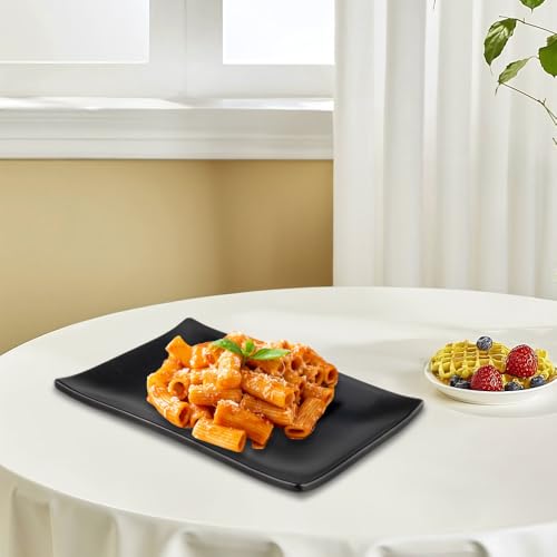 imposyu 6 Stück Servierteller Klein Dessertteller Schwarze Teller Eckig 22,7x15,5x2,2CM Vorspeisen Teller Rechteckig Schwarz Matt für Sushi Geschirr Dessert Kuchen Usw