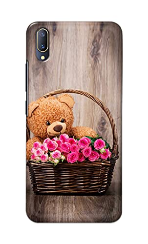 Image of PRINTFIDAA Roses and Teddy Bear in The Wicker Hard Back Cover for Vivo V11 Pro / X21s Back Cover -(P6) KAT1004