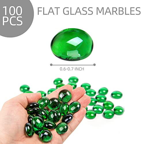 Futureplusx 100Pcs Green Flat Glass Marbles And 100Pcs Blue Mixed Color Flat Pebbles #TOP2