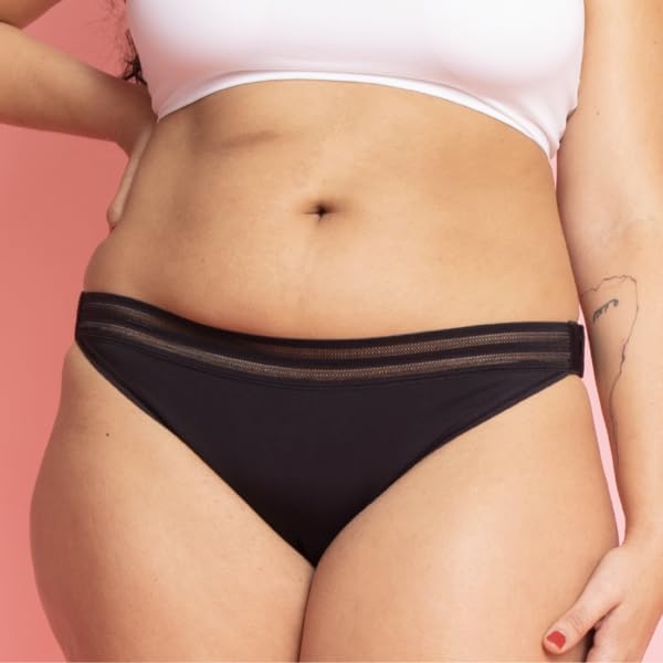 Beppy Panties Onyx (Schwarz) 2 Menstruations-Slips - Periodenslips, mit Clips verstellbar, seitlich öffnen, für Starke Blutungen - für mehr Freiheit und Komfort während der Periode (M)