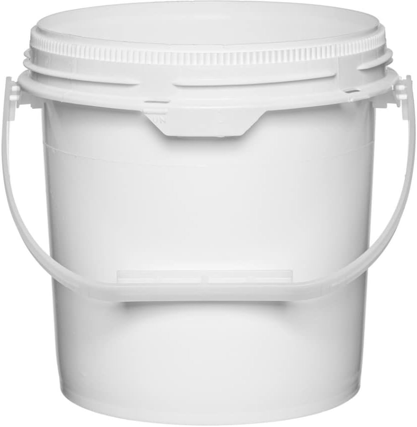 House Naturals 1.25 Gal Plastic Bucket Food Grade with Red Screw on lid(Pack of 3) Made in USA