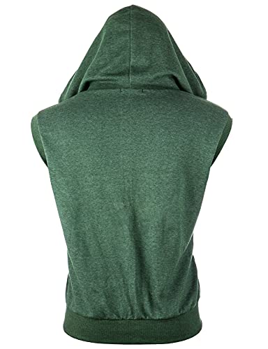 Image of Ohoo Mens Slim Fit Sleeveless Lightweight Zip Up Hooded Sweatshirt Vest Hoodie