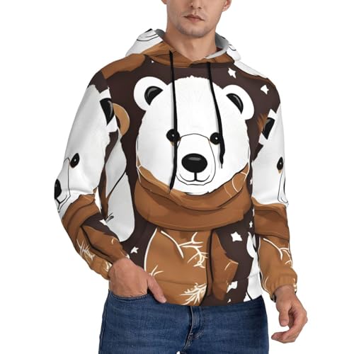 Pull à capuche homme ours marron noir 4XL pour un style streetwear décontracté au quotidien