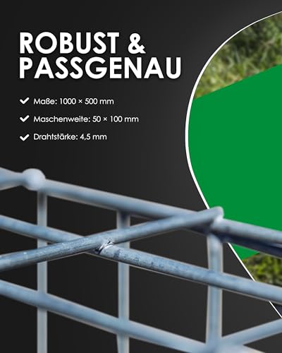 Zaundirekt I Einzelnes Gabionengitter I 100x50cm I Steinkorb I Steingabione I Gabione I Mauer I Wand I Drahtkorb I Stützmauer I Gartenzaun