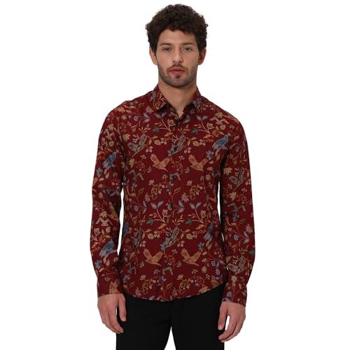 Image of MUFTI Men's Printed Slim Fit Cotton Casual Shirt with Spread Collar & Full Sleeve(Also Available in Plus Size) |Cotton Casual Shirt for Men | Casual Shirt for Men