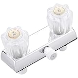 RV Shower Faucet, 4' Shower Valve Diverter with Dual Acrylic Control Knobs, Leak-Proof Design for RV Camper Van Travel Trailer Bathroom (Indoor/Outdoor Use), Chrome