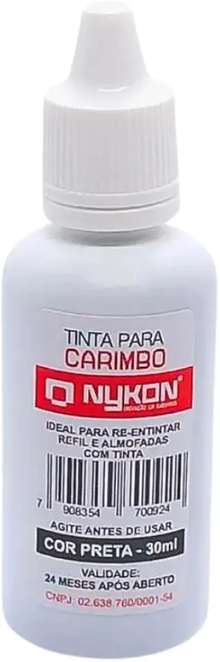 Tinta para Carimbo 30ml Nykon – Refil para Carimbos e Almofadas, Secagem Rápida, Alta Durabilidade, Ideal para Escritórios e Uso Profissional (Preto)