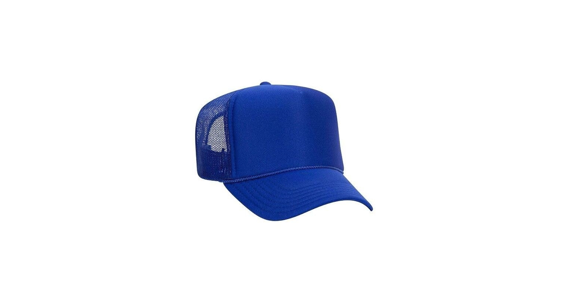 Royal Blue Mesh Trucker Hat Snapback 5 Panel High Crown
