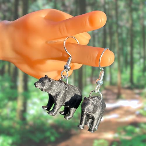 Bear Earrings in Resin Wildlife Dangle for Quirky Trendy Women and Girls3