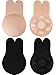 2 Pieces Women Lift Nipplecovers Rabbit Strapless Backless Bra, Self Adhesive Silicone Invisible Bra (Black and Flesh, L)