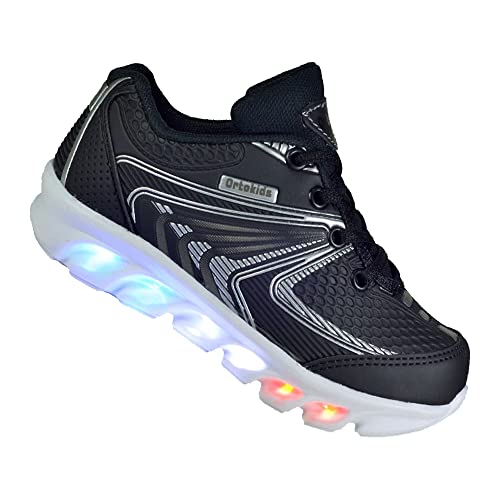 Tênis De Led Luzinha Infantil Menino Ortokids 007 Gênero:Menino;Tamanho:34;Cor:Preto/Cinza