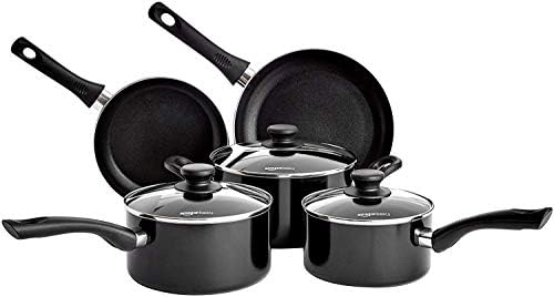Amazon Basics 5-Piece Non Stick Induction Cookware Set - Including Frying Pan, Saucepan and Casserole with Lids, PFOA&BPA Free