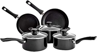 Amazon Basics 5-Piece Non Stick Induction Cookware Set - Including Frying Pan, Saucepan and Casserole with Lids, PFOA&BPA Free