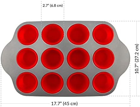 Boxiki Kitchen Non-Stick 12 Cup Silicone Muffin Pan With Steel Frame - BPA Free, Non-Toxic, Anti-Warp, Durable & Easy to Pop Silicone Muffin Tin - Perfect Cupcake Pan - Thumbnail 4