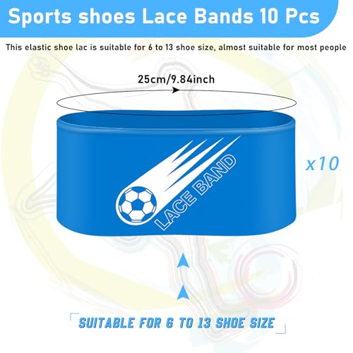 Jecery 10 Pieces Soccer Cleat Lace Cover Soccer Shoe Band Youth Adult Protector Elastic Shoe Laces Rubber Covers(Kid Size,Blue)