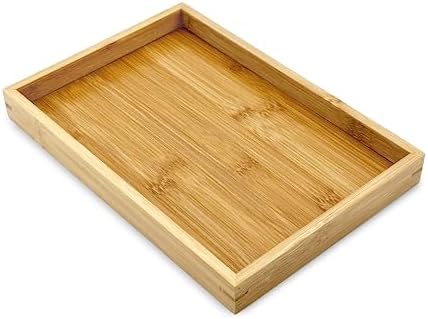 Bam & Boo - Natural Bamboo Rectangle Serving & Vanity Tray - for Kitchen Bathroom Countertop, Coffee Table (Small, 11 Inch x 7.5 Inch x 1.2 Inch ), Beige, (B-12502-1)